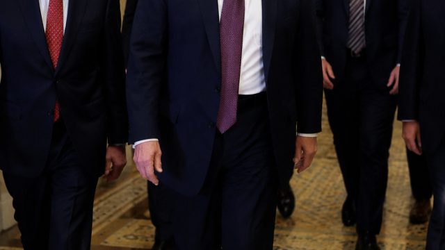 GOP Focuses on Defense as Trump Arrives for Key Senate Meeting