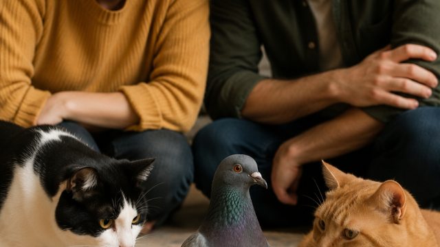 A Unique Bond: How One Couple Adopted a Pigeon to Befriend Their Cats